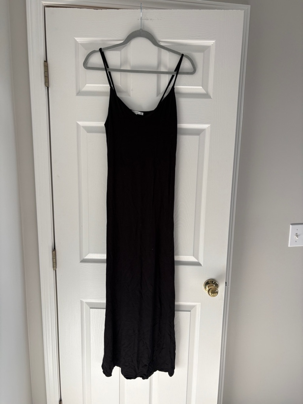Women's Black Spaghetti-Strap Maxi Slip Dress